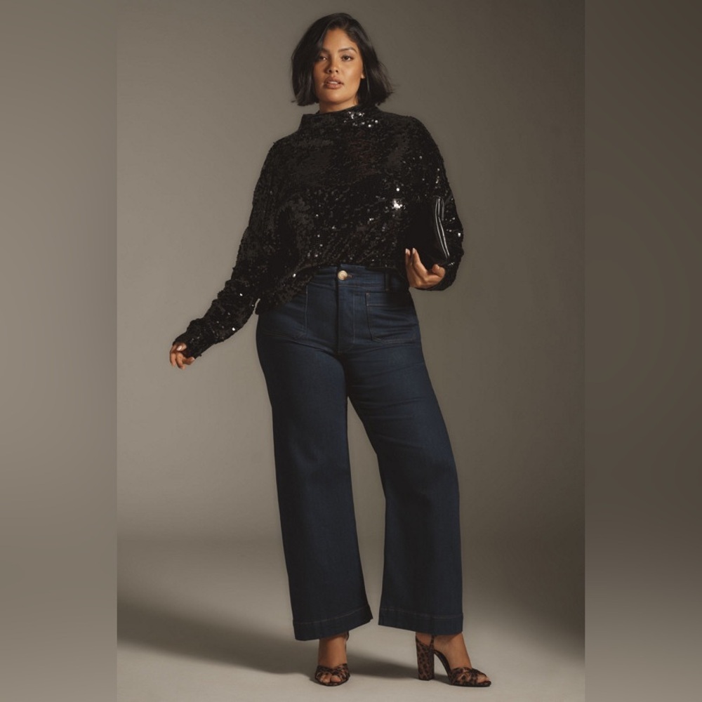 NWT Size 2X - The Alani Cashmere Mock-Neck Sweater: Sequin Black NWT US$ 248